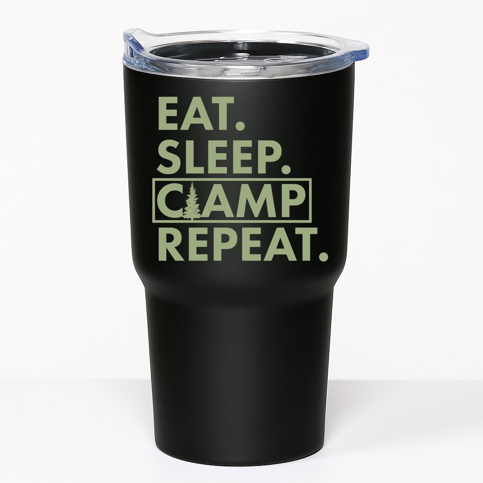 Eat Sleep Camp Repeat Camping Fan Tumbler