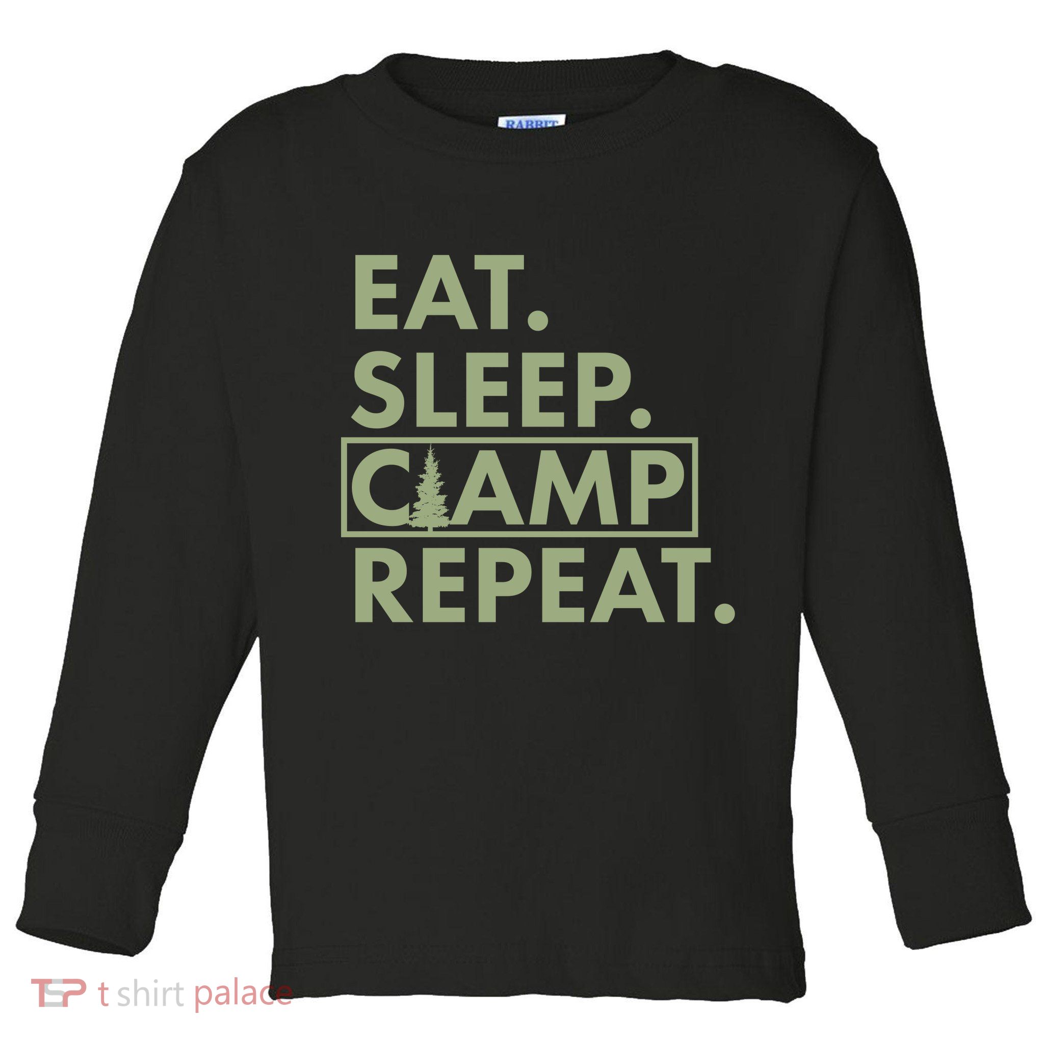 Eat Sleep Camp Repeat Camping Fan Toddler Long Sleeve Shirt