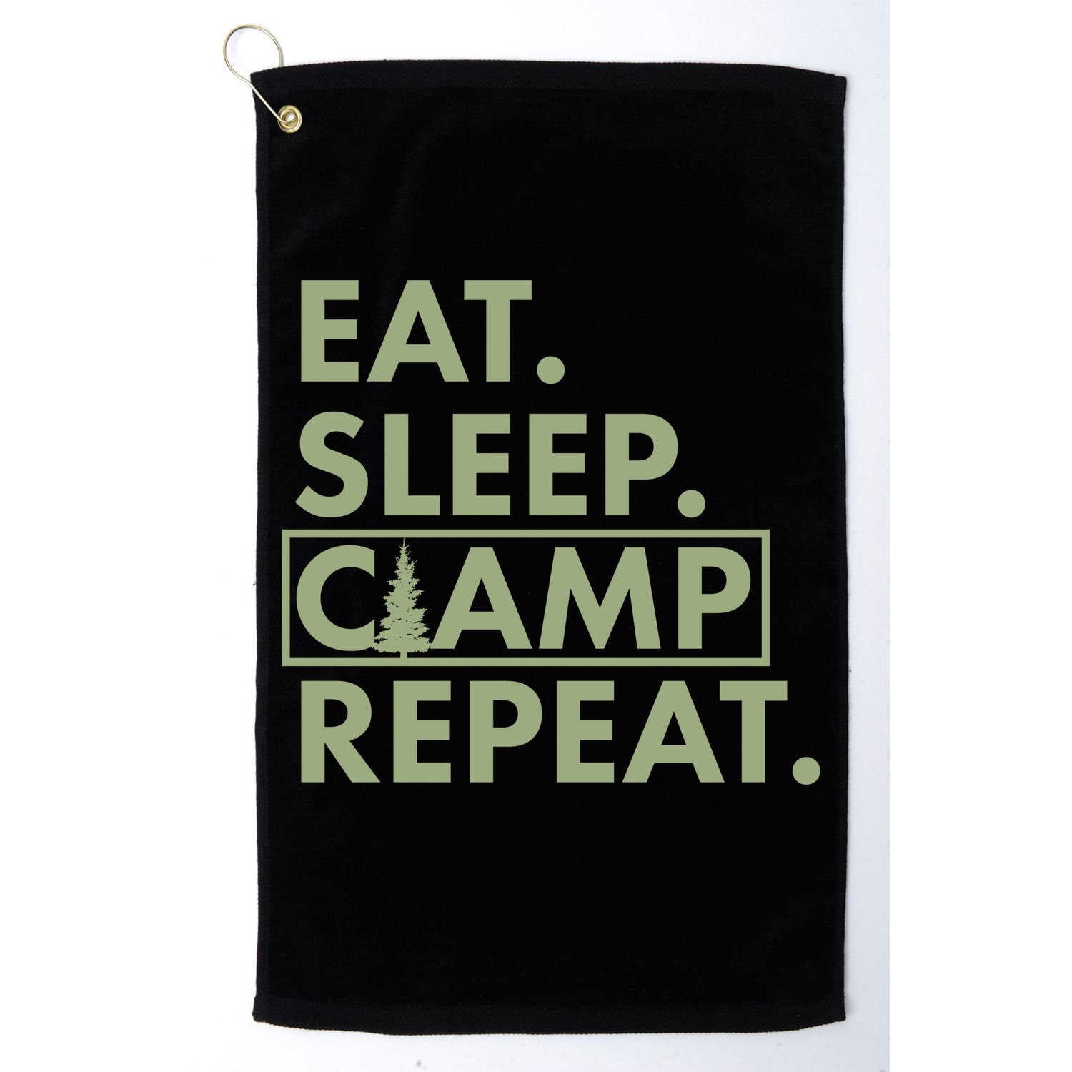 Eat Sleep Camp Repeat Camping Fan Golf Towel