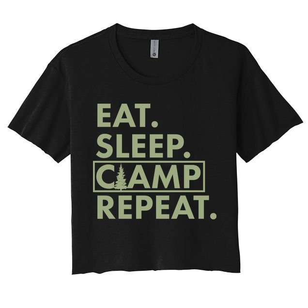 Eat Sleep Camp Repeat Camping Fan Crop Top