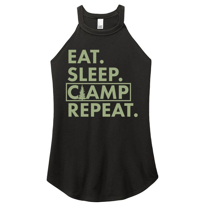 Eat Sleep Camp Repeat Camping Fan Women's Perfect Tri Rocker Tank
