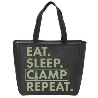 Eat Sleep Camp Repeat Camping Fan Zip Tote Bag