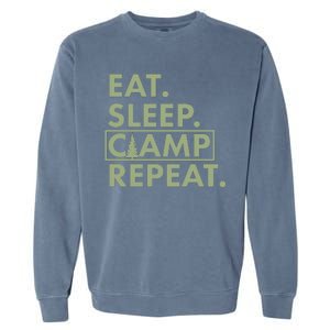 Eat Sleep Camp Repeat Camping Fan Garment-Dyed Sweatshirt