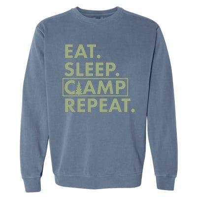 Eat Sleep Camp Repeat Camping Fan Garment-Dyed Sweatshirt