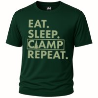 Eat Sleep Camp Repeat Camping Fan Cooling Performance Crew T-Shirt