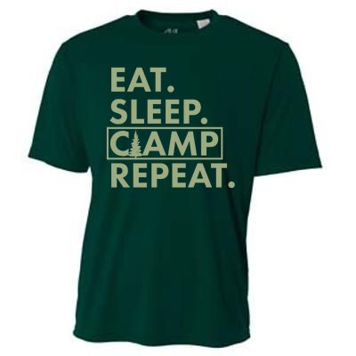 Eat Sleep Camp Repeat Camping Fan Cooling Performance Crew T-Shirt