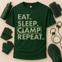 Eat Sleep Camp Repeat Camping Fan Cooling Performance Crew T-Shirt