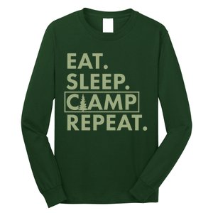 Eat Sleep Camp Repeat Camping Fan Long Sleeve Shirt