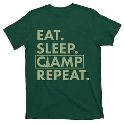 Eat Sleep Camp Repeat Camping Fan T-Shirt