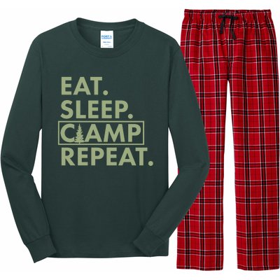 Eat Sleep Camp Repeat Camping Fan Long Sleeve Pajama Set