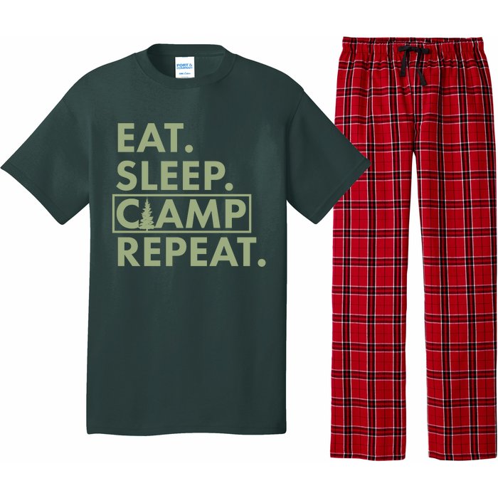 Eat Sleep Camp Repeat Camping Fan Pajama Set