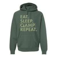 Eat Sleep Camp Repeat Camping Fan Premium Hoodie