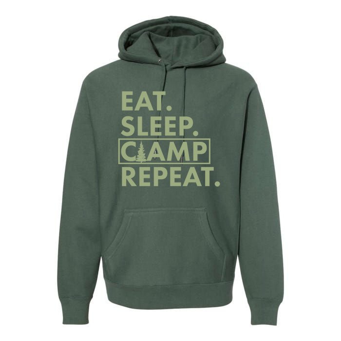 Eat Sleep Camp Repeat Camping Fan Premium Hoodie