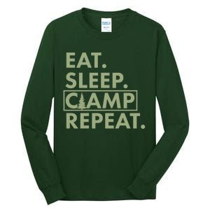 Eat Sleep Camp Repeat Camping Fan Tall Long Sleeve T-Shirt