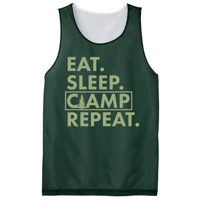 Eat Sleep Camp Repeat Camping Fan Mesh Reversible Basketball Jersey Tank