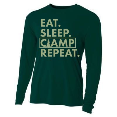 Eat Sleep Camp Repeat Camping Fan Cooling Performance Long Sleeve Crew