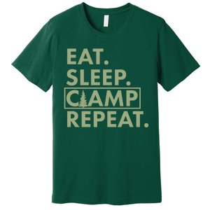 Eat Sleep Camp Repeat Camping Fan Premium T-Shirt