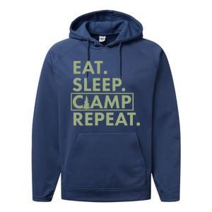 Eat Sleep Camp Repeat Camping Fan Performance Fleece Hoodie