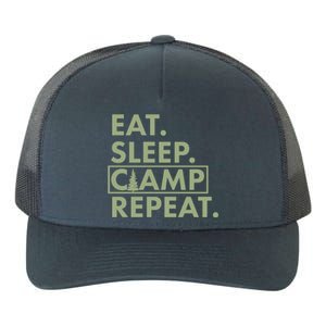 Eat Sleep Camp Repeat Camping Fan Yupoong Adult 5-Panel Trucker Hat