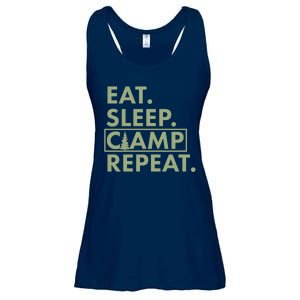 Eat Sleep Camp Repeat Camping Fan Ladies Essential Flowy Tank