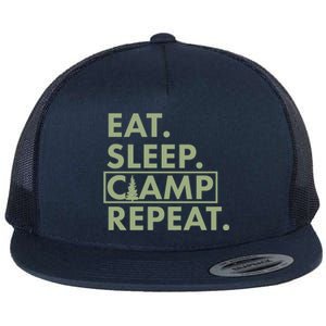 Eat Sleep Camp Repeat Camping Fan Flat Bill Trucker Hat