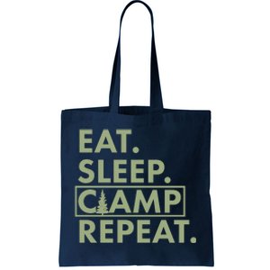 Eat Sleep Camp Repeat Camping Fan Tote Bag