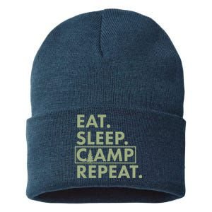 Eat Sleep Camp Repeat Camping Fan Sustainable Knit Beanie