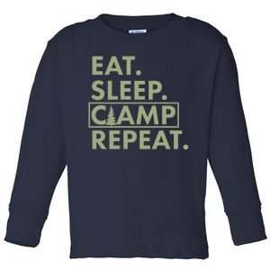 Eat Sleep Camp Repeat Camping Fan Toddler Long Sleeve Shirt