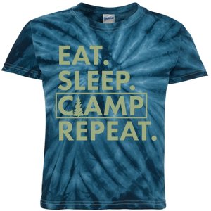 Eat Sleep Camp Repeat Camping Fan Kids Tie-Dye T-Shirt