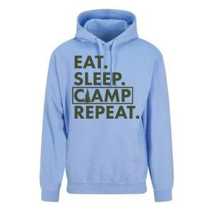 Eat Sleep Camp Repeat Camping Fan Unisex Surf Hoodie