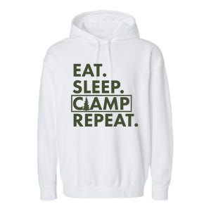 Eat Sleep Camp Repeat Camping Fan Garment-Dyed Fleece Hoodie