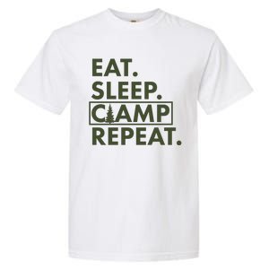 Eat Sleep Camp Repeat Camping Fan Garment-Dyed Heavyweight T-Shirt