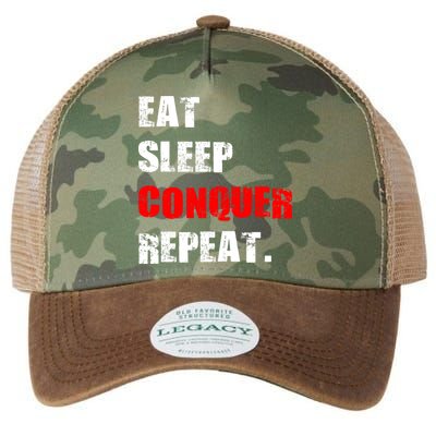 Eat Sleep Conquer Repeat Legacy Tie Dye Trucker Hat