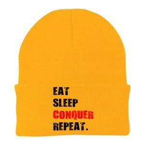 Eat Sleep Conquer Repeat Knit Cap Winter Beanie