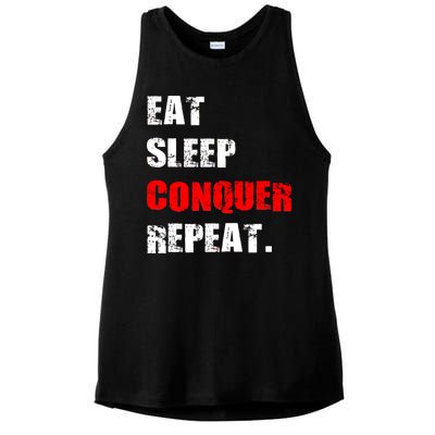 Eat Sleep Conquer Repeat Ladies PosiCharge Tri-Blend Wicking Tank