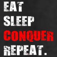 Eat Sleep Conquer Repeat 7 Panel Mesh Trucker Snapback Hat
