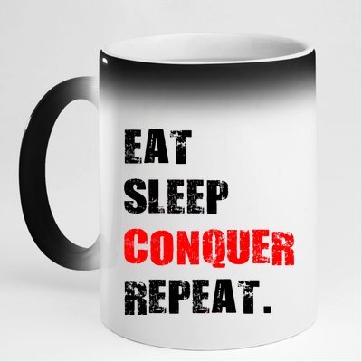 Eat Sleep Conquer Repeat 11oz Black Color Changing Mug