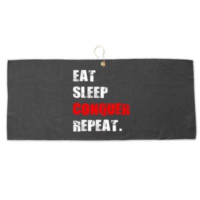 Eat Sleep Conquer Repeat Large Microfiber Waffle Golf Towel