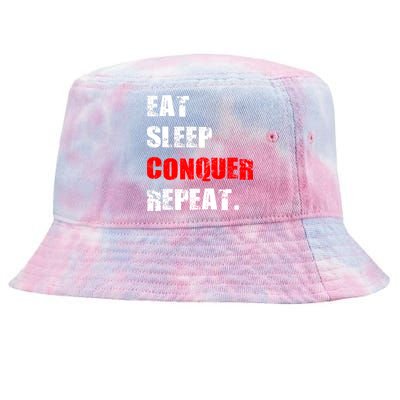 Eat Sleep Conquer Repeat Tie-Dyed Bucket Hat