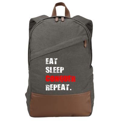 Eat Sleep Conquer Repeat Cotton Canvas Backpack