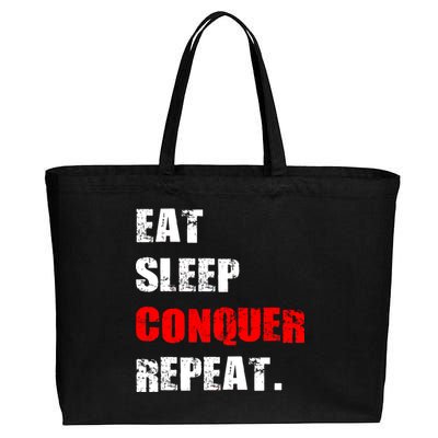 Eat Sleep Conquer Repeat Cotton Canvas Jumbo Tote