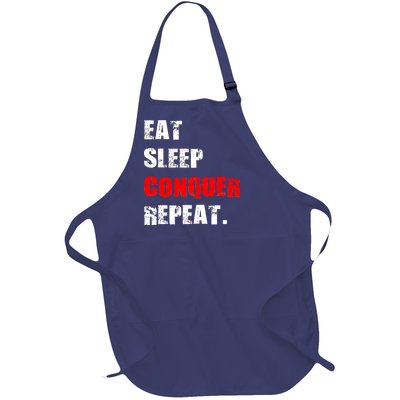 Eat Sleep Conquer Repeat Full-Length Apron With Pockets