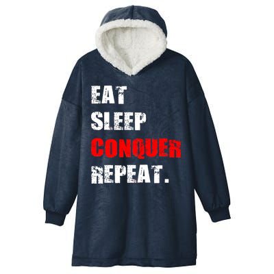 Eat Sleep Conquer Repeat Hooded Wearable Blanket