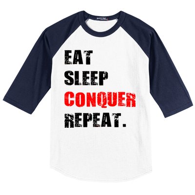 Eat Sleep Conquer Repeat Baseball Sleeve Shirt