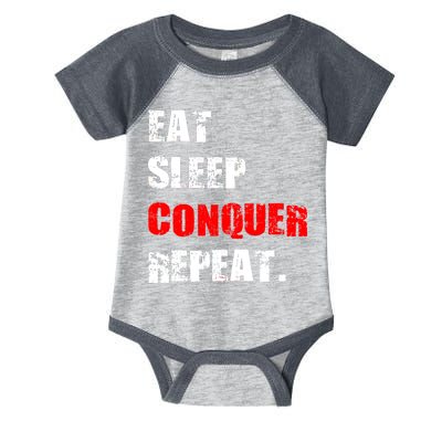 Eat Sleep Conquer Repeat Infant Baby Jersey Bodysuit