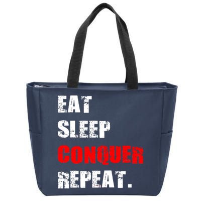 Eat Sleep Conquer Repeat Zip Tote Bag