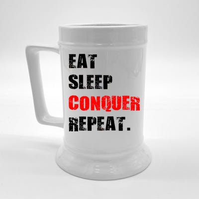 Eat Sleep Conquer Repeat Beer Stein