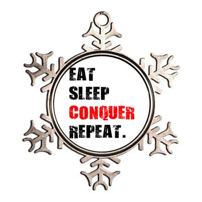 Eat Sleep Conquer Repeat Metallic Star Ornament