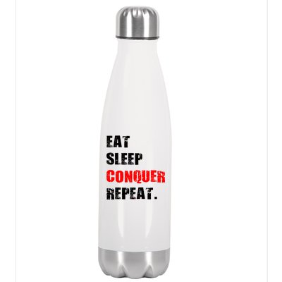 Eat Sleep Conquer Repeat Stainless Steel Insulated Water Bottle