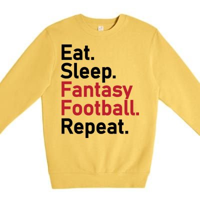 Eat Sleep Fantasy Football Repeat Premium Crewneck Sweatshirt